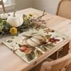 [Vintage Pumpkin Placemats] 4 Pcs Vintage Pumpkin Flowers Leaves Placemats 12x18 Inch Fall Thanksgiving Table Decorations For
