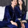 1011 New Golden Velvet Couple Pajamas Autumn and Winter Wedding Set Festive Feather Cardigan Long Sleeve Trousers Loungewear