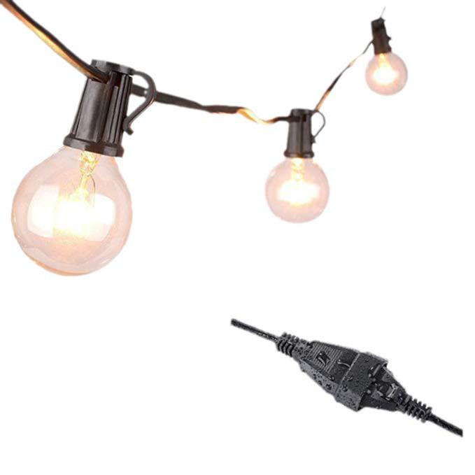 G40 Tungsten Filament String Lights, 25 Bulbs, 220V/110V, Indoor & Outdoor Decorative.