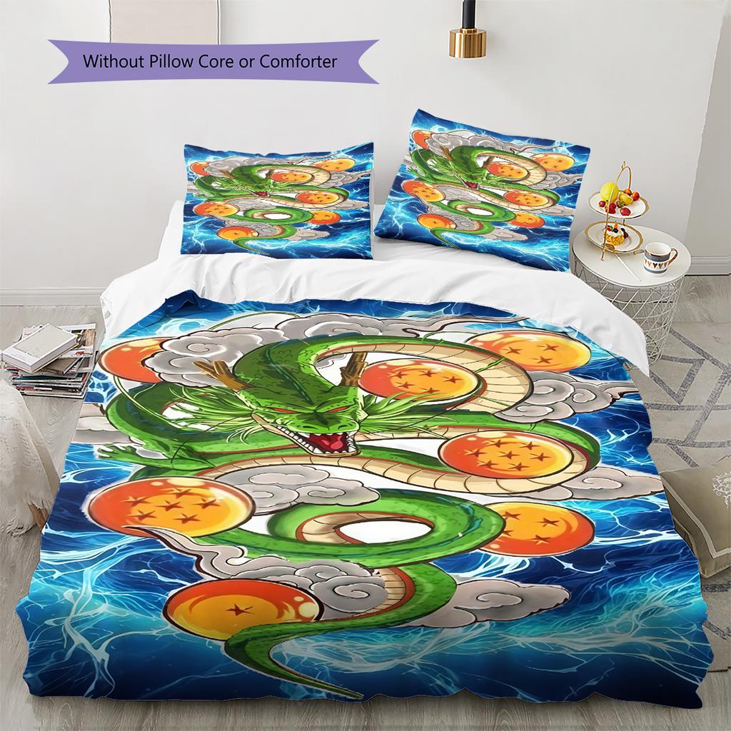 Shenron Pattern Bedding,Quilt Set Quilt Cover Pillowcase Home Birthday Gift (1 * duvet cover + 2 * pillowcase, without core)