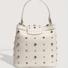 Riveted Carry-on Bag Large Capacity, White Leather Single Shoulder Bag, Fashionable Zipper Chain Diagonal Cross Bags