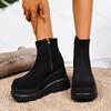 Autumn New Concise Fashion Designed Wedge Heel Short Boots for Women's Comfortable Versatile Suede Thick Soled Short Boots