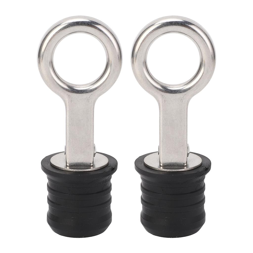 2PCS Boat Plug Snap Handle Stainless Steel Boat Drain Twist Plug Marine Rubber Plug Accessories for Ships Yachts 1‑1 4