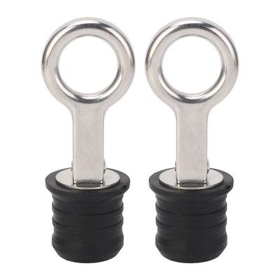 2PCS Boat Plug Snap Handle Stainless Steel Boat Drain Twist Plug Marine Rubber Plug Accessories for Ships Yachts 1‑1 4