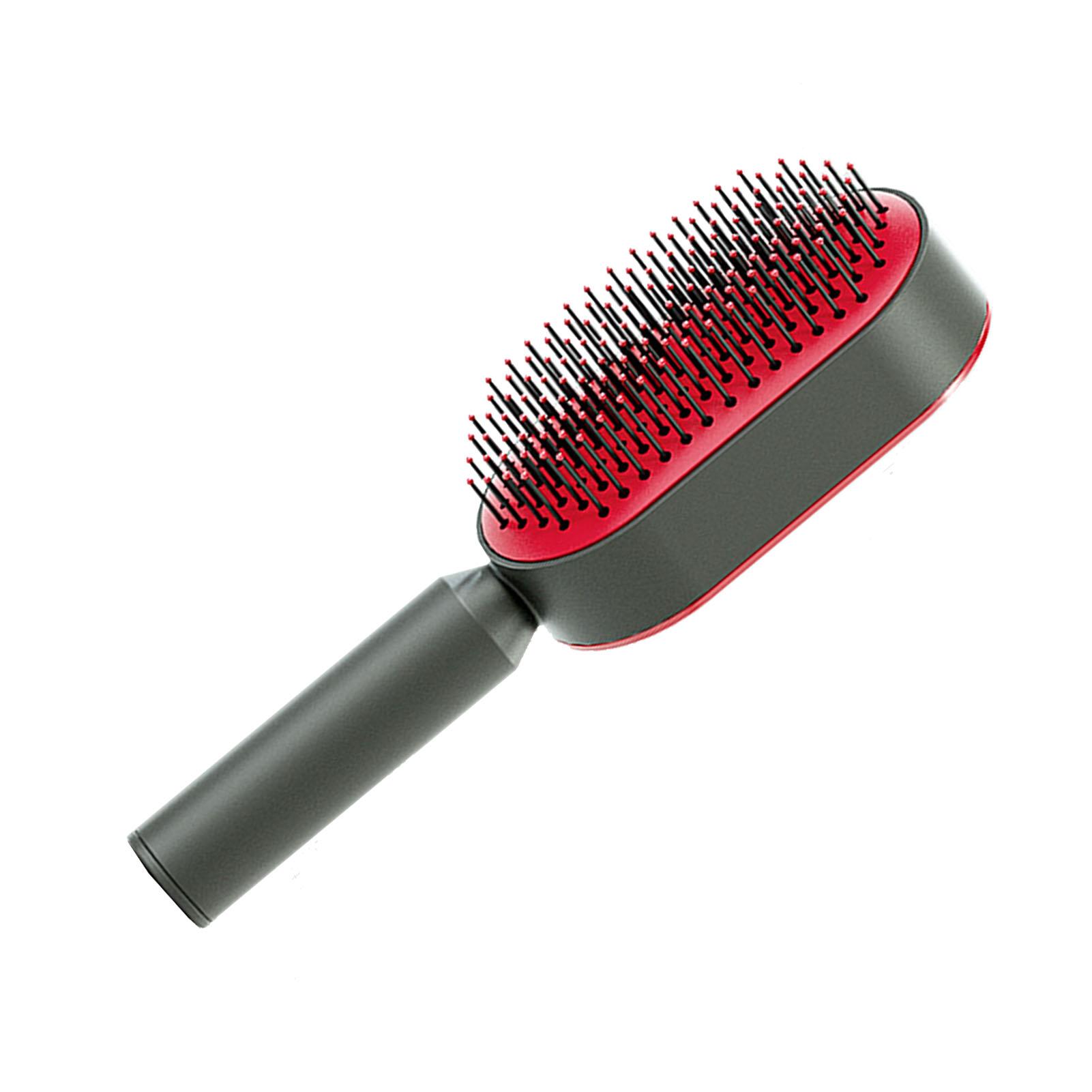 

Подушечная расческа самоочищающаяся массажная для кожи головы с закругленными зубьями расческа для волос для женщин длинные волосы красная красный