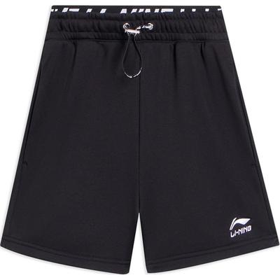 Li Ning Solid Color Mid Waist Comfortable Breathable Straight Leg Casual Shorts Women Shorts Black AKSS022-3