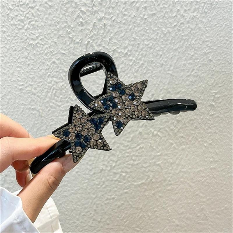 Shining Rhinestone Grab Cawl Clips Women Pentagram Shape Hair Clips Head Back Spoon Hairpin Girls Hair Accessories Jewelry