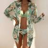 Women's Bikini Floral Sexy Quick-drying Swimsuit 3-piece Set