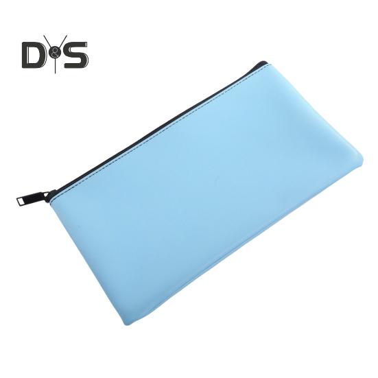 

Пенал из искусственной кожи, застегивающийся на молнию, чехол для денег, ручка, наличные, безопасная банковская сумка для монет, купюр, чеков, счетов, косметики, инструментов небесно-голубой