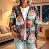 Women's Casual Christmas Print Button Jacket, Outerwear for Holiday Parties and Daily Wear