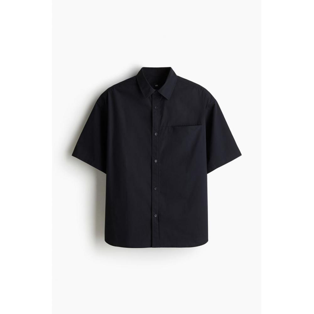 H M sHort Sleeve sHirt Regular Fit Black