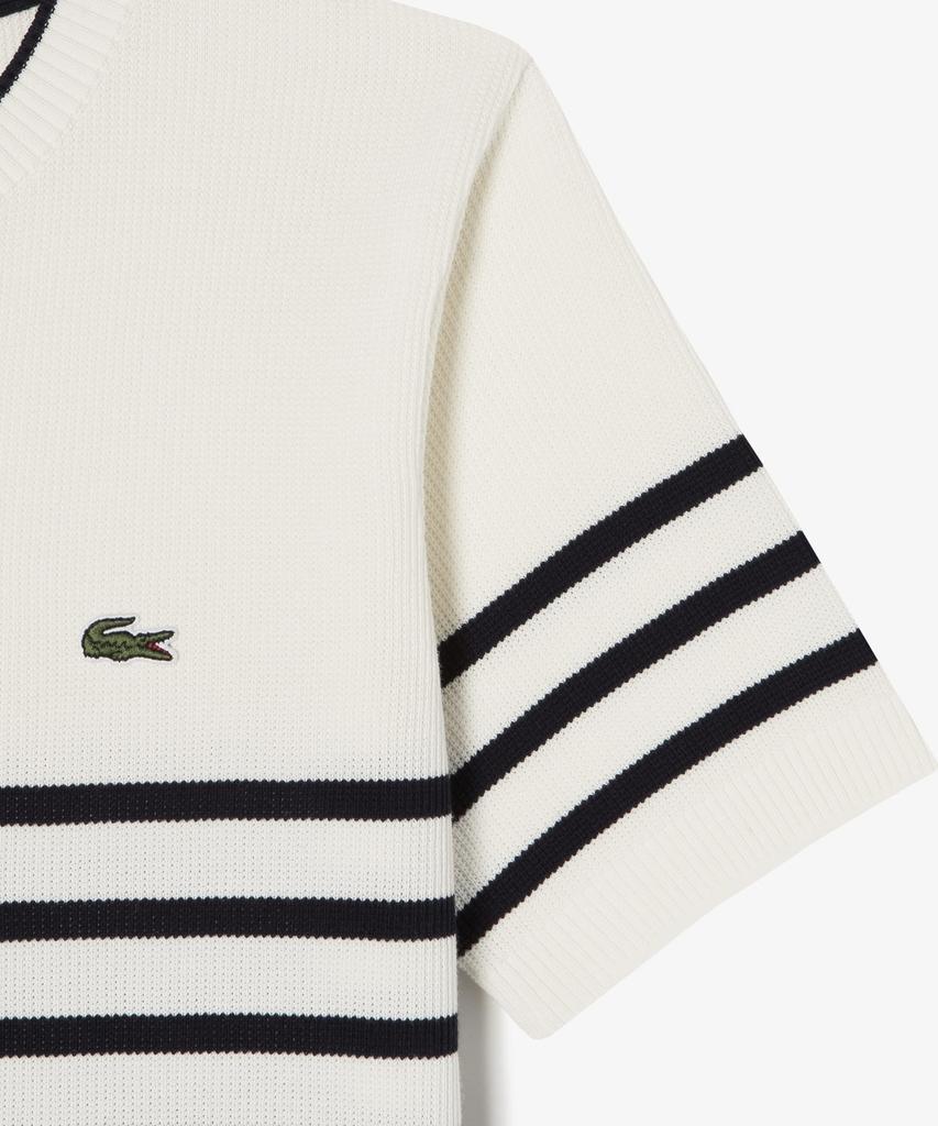 LACOSTE Women'S Striped Short Sleeve Sweater Af415E-56G 70V