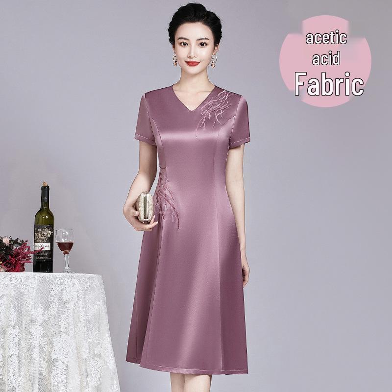 High-End Acetate Satin Summer Dress for Formal Events