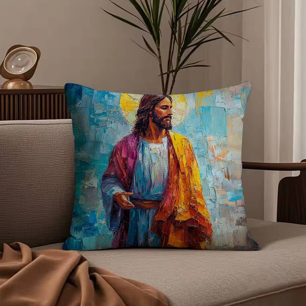 Anime J-Jesus Pillow Case Anti-dustmite Pillowcase Invisible zipper silky short plush Sofa cushion cover