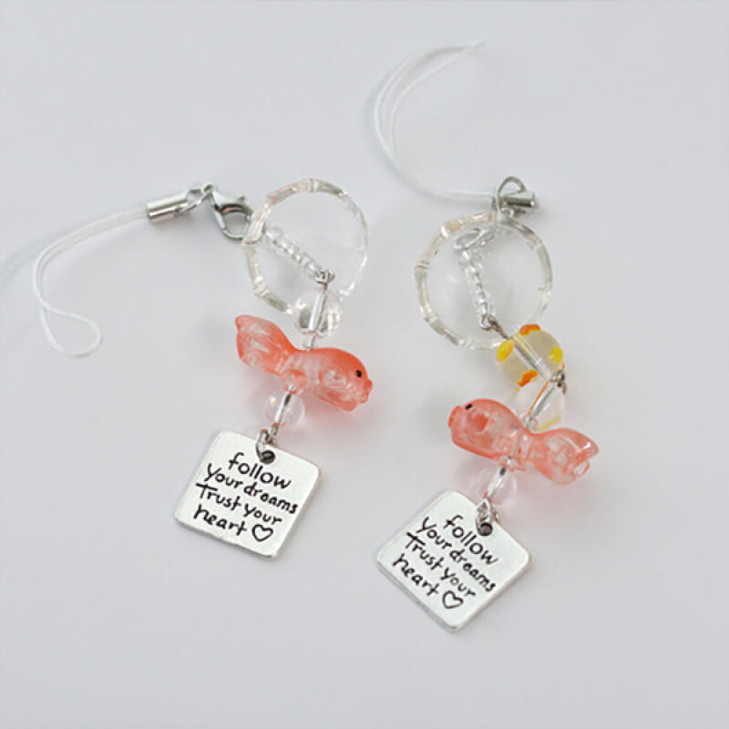 Emotional Goldfish Beads Hoo Ring Decoration AirPod Keychain Keyring Jewel decoration