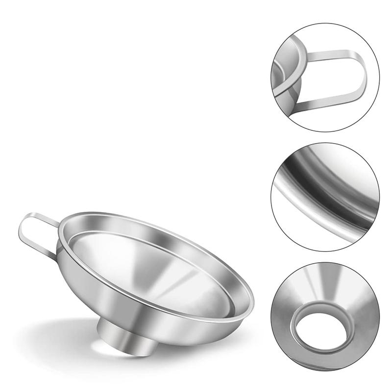 Stainless Steel Canning Funnel Wide Mouth Kitchen Funnel 2Size Mason Jar Jam Liquid Funnel Multifunctional Oil Spice Funnel