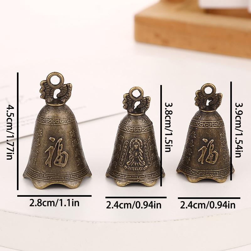 Metal Guanyin Ornaments Decorative Ancient Bronze Bell Men'S Car Old Retro Pendant Personality Fortune Wind Chime Ornaments