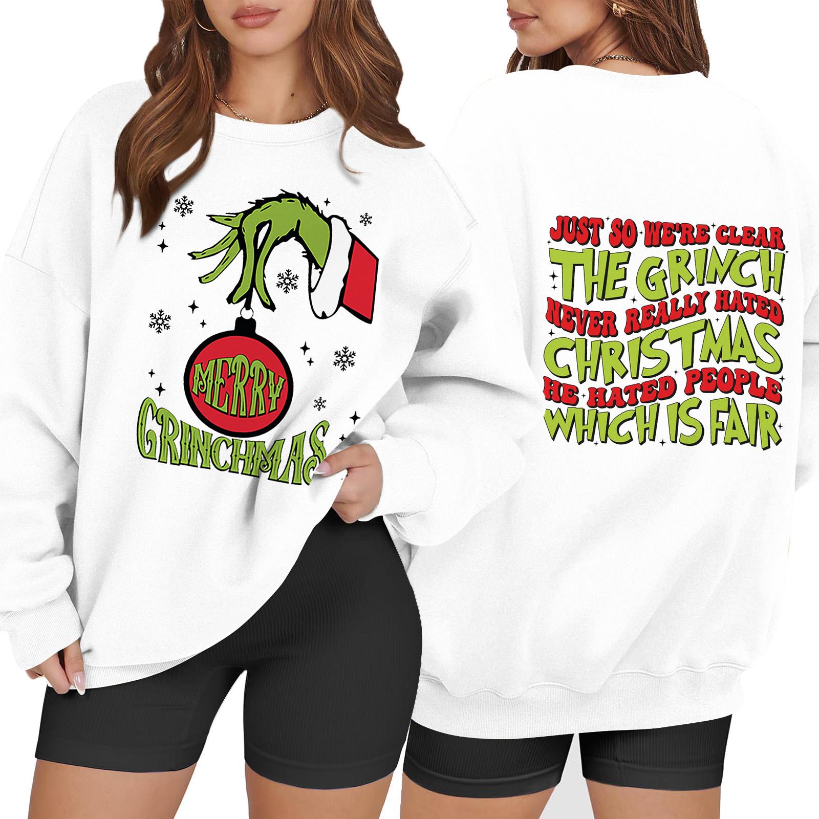 

Жіноча повсякденна модна толстовка з різдвяним принтом і круглим вирізом з довгим рукавом S