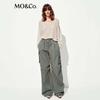MO&Co. Women's High-Waisted Cargo Parachute Pants