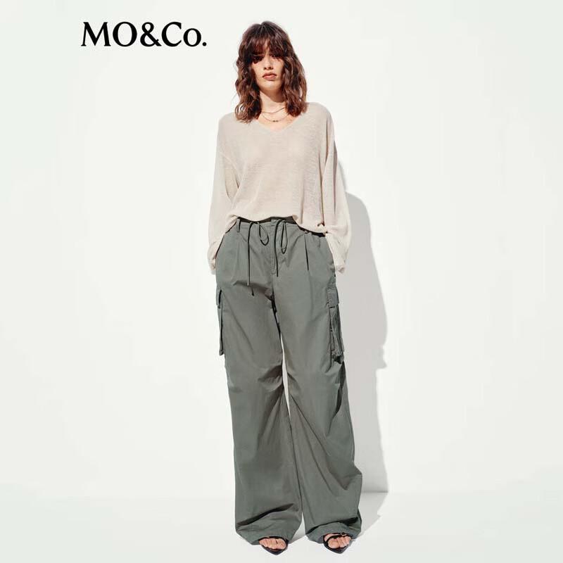 MO&Co. Women's High-Waisted Cargo Parachute Pants