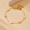 Gold Tone White Shell Heart Charm Bracelet – Dainty Stainless Steel Romantic Jewelry for Women, Adjustable Love Gift