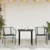 VidaXL Garden Dining Set and Cushions 3 Pcs Black Rattan Glass, Outdoor Dining Set, Furniture of 3334597