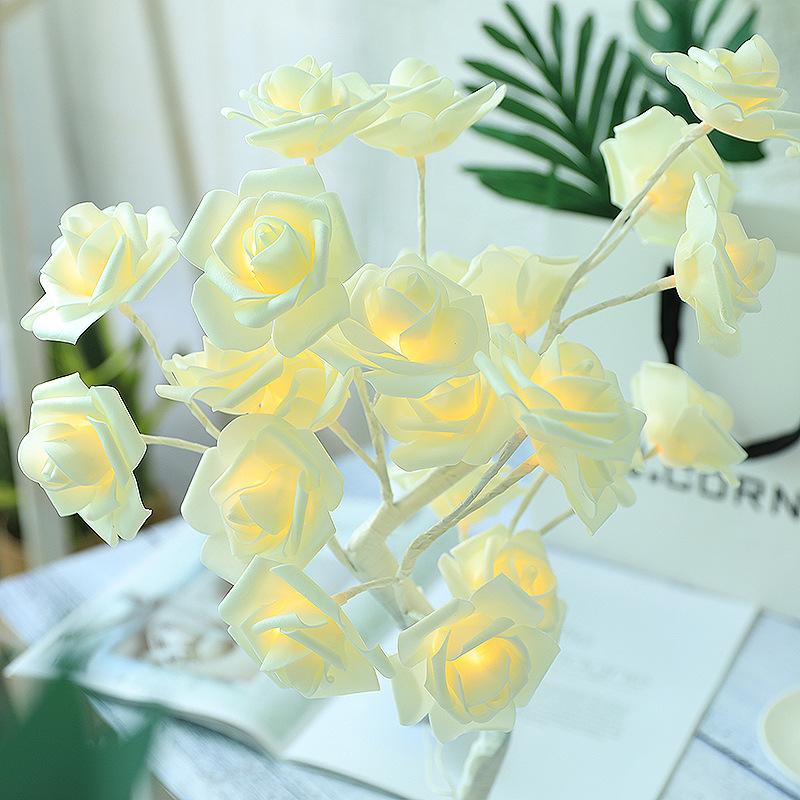 Simulation Tree Lamp LED Simulation Rose Table Lamp Creative Room Bedroom Decoration Night Light Romantic Home Decoration Lamp