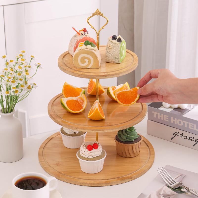 Bamboo Wood Multi-Tier Fruit and Snack Serving Tray