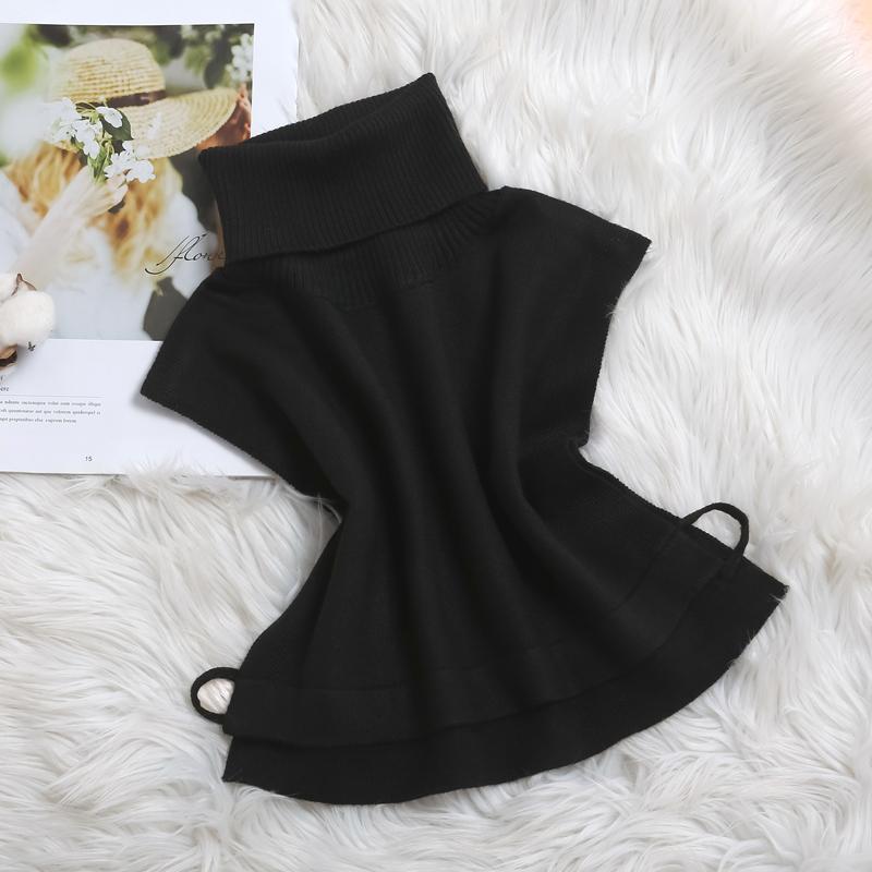 White Knitted Turtleneck Fake Collar Women Detachable Collars Winter False Collars Woman Black Removable Faux Col Half Shirt