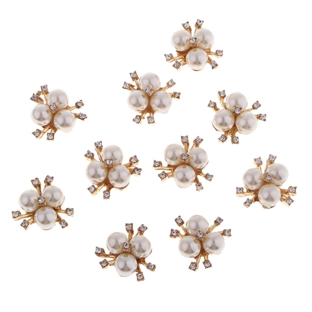Pearl Rhinestone Flower Embellishments Decorative Button Accessories for DIY Clothes Design Bridal Crafts