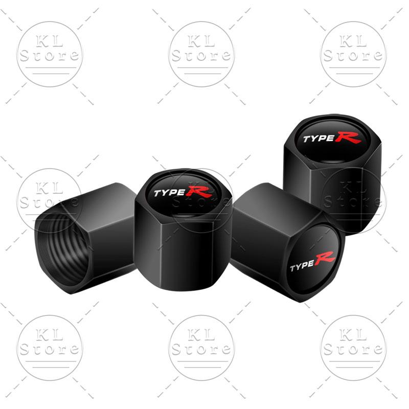Car Decor 4Pcs Type R Typer Logo Car Wheel Tire Valve Caps Stem Caps Dust Proof Covers For Honda Odyssey Accord Civic CRV Jazz