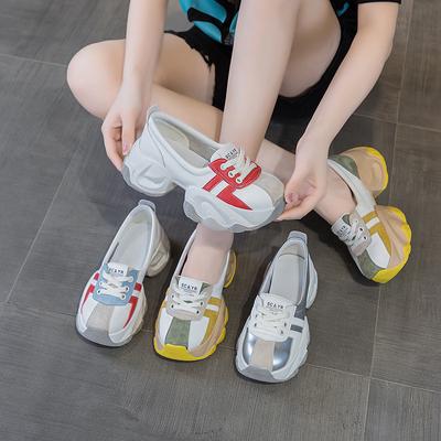 Daddy Shoes Women's Autumn Platform Casual Shoes Shallow Mouth Elevating Shoes Small White Shoes