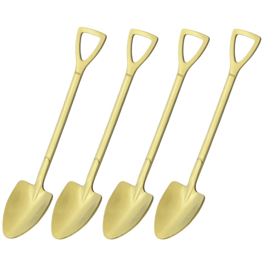 Rainbow Stainless Steel Shovel Spoon Set Ice Cream Stirring Spoon Tool Creative Teaspoon Dessert Coffee Spoon Party Cutlery Set