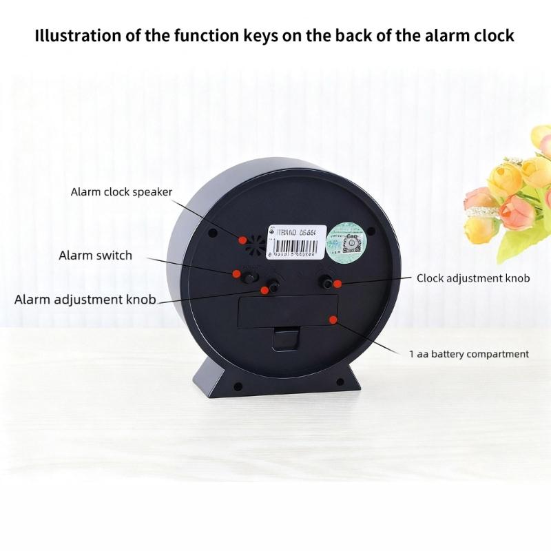 Quiet Movement Kids Alarm Clock with Arabic Numerals Modern Minimalists Battery Operated Table Clock for Student Gift