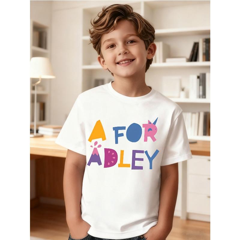 European Size Cute Cool Boys Crew Neck T Shirt Casual Print Top Regular Fit Slight Stretch Fabric