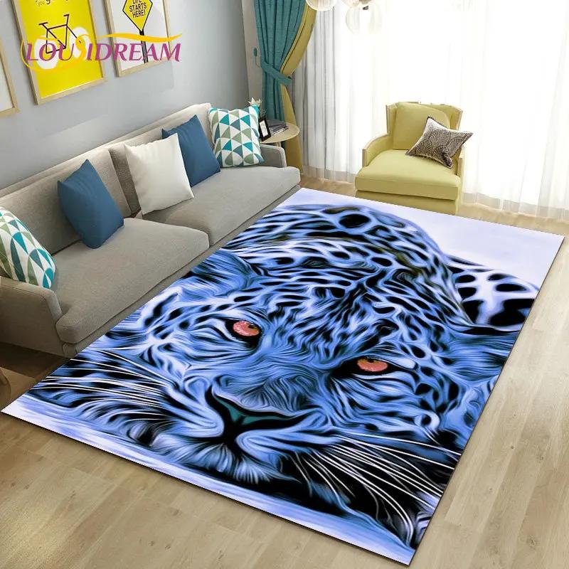 3D Cartoon Dier Luipaard Jachtluipaard Gebiedskleed Tapijt voor Woonkamer Slaapkamer Speelkamer Sofa decoratie huis Antislipkleed Vloermat Zacht