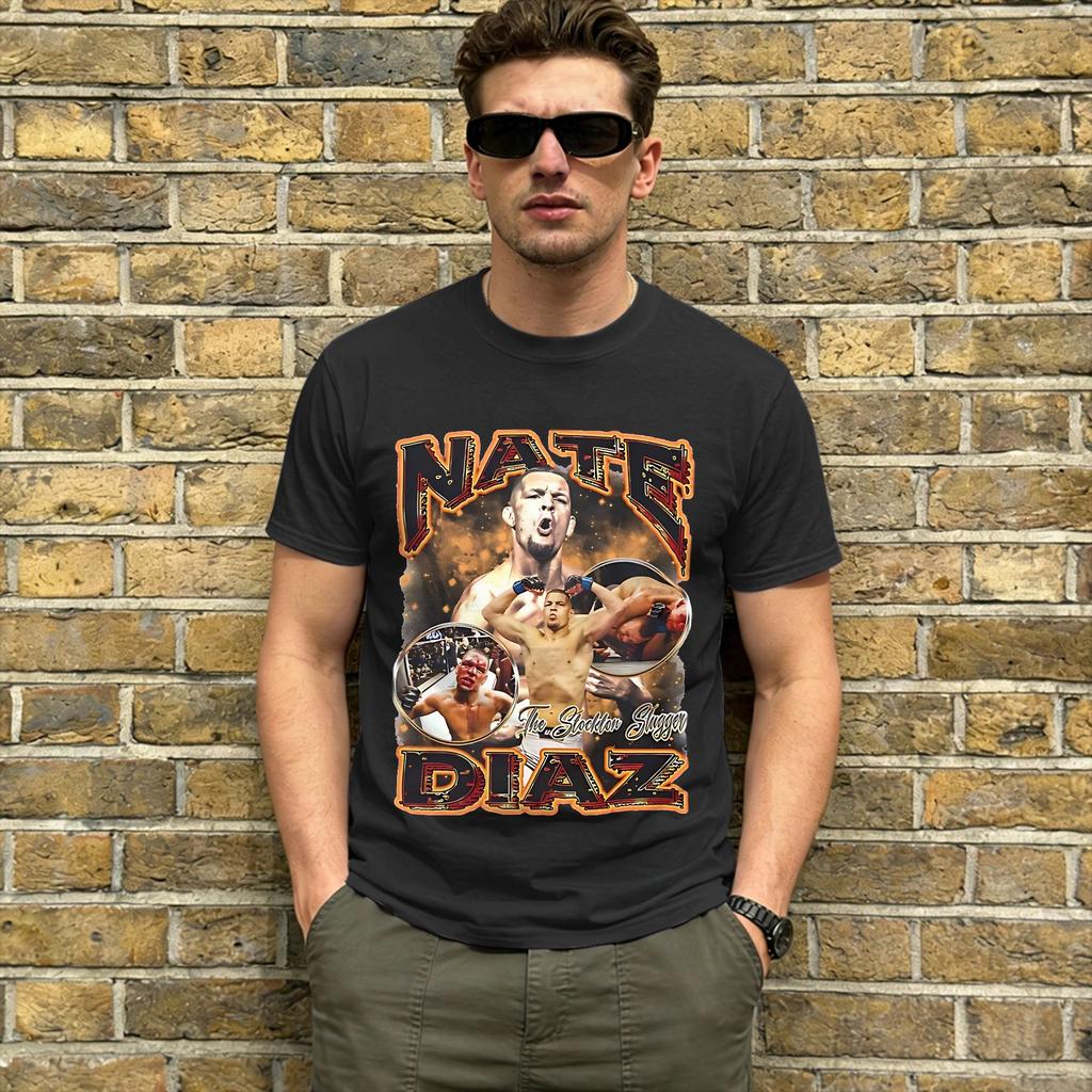 Nate Diaz 2026 Unisex T-Shirt Lustiges T-Shirt Kurzarm Rundhals T-Shirts Reine Baumwolle Übergröße Kleidung