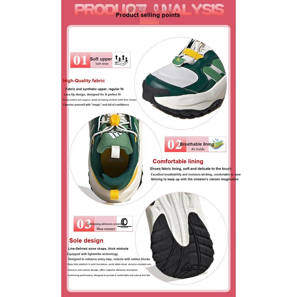 Adidas Maxxwavy Soft Comfortable Non-Slip Durable Low-Top Casual Shoes Kids Casual Shoes Green IH8683