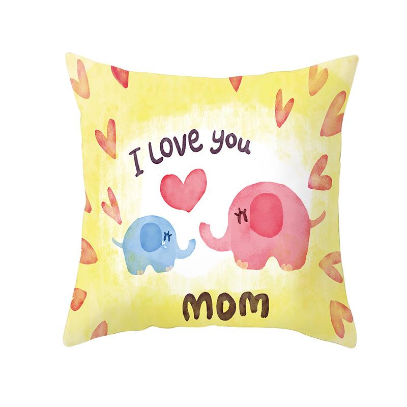 Mother's Day Pillow Peach Skin Printed Pillow Cover Sofa Cushion Cover Car Cushion Cover Home Decoration