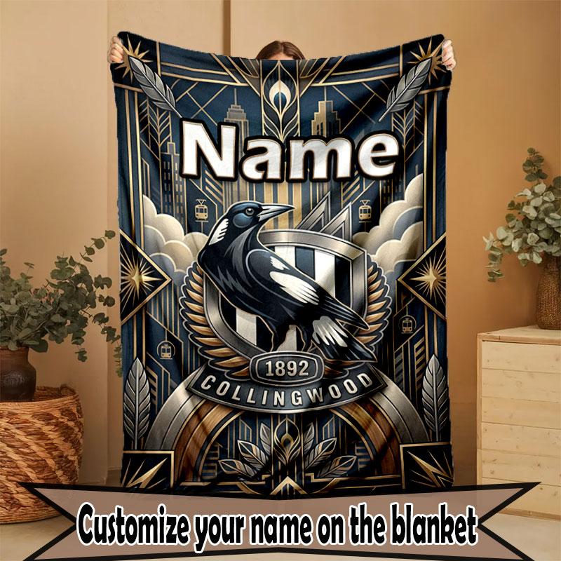 Custom Name Personalized Collingwood Print Blanket, Home Decor, Bedroom, Sofa, Camping, Couch, Gifts for Birthday Christmas