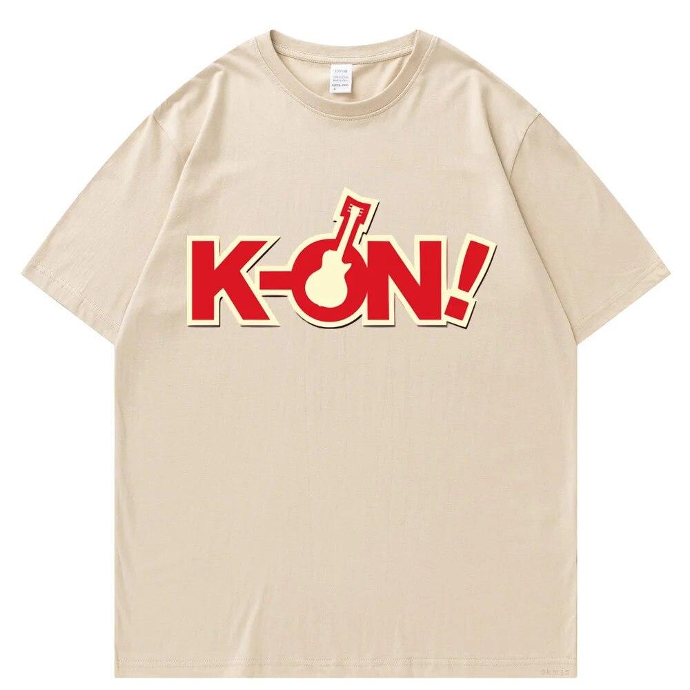T-Shirt Unisex k-on Grafik weißes T-Shirt Vintage Grunge Japan T-Shirt Grafikästhetik Übergroßes Baumwoll-Kurzarm-T-Shirt T-Shirt