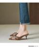 Huiliya Baotou Pointed Toe Women's Pearl Chunky Heel Mules 912-D86