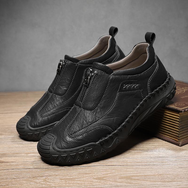 Fashion Men Leather Businenss Loafers Handmade Casual Shoes Non-slip Man Driving Walking Shoes Non-Slip Outdoor Hiking Footwear Sneakers