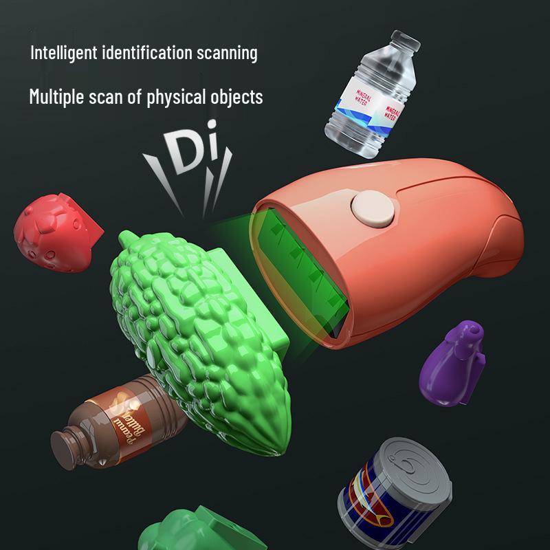 Children's Supermarket Cash Register Toy with Barcode Scanner and Money Collection