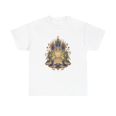 Gothic Cathedral Stained Glass T-Shirt | Medieval Angels Artwork