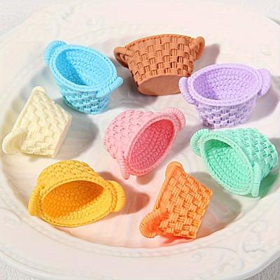 Elliptischer Gemüsekorb Bonbonfarbe Simulation Bambuskorb DIY Gartenornament Zubehör