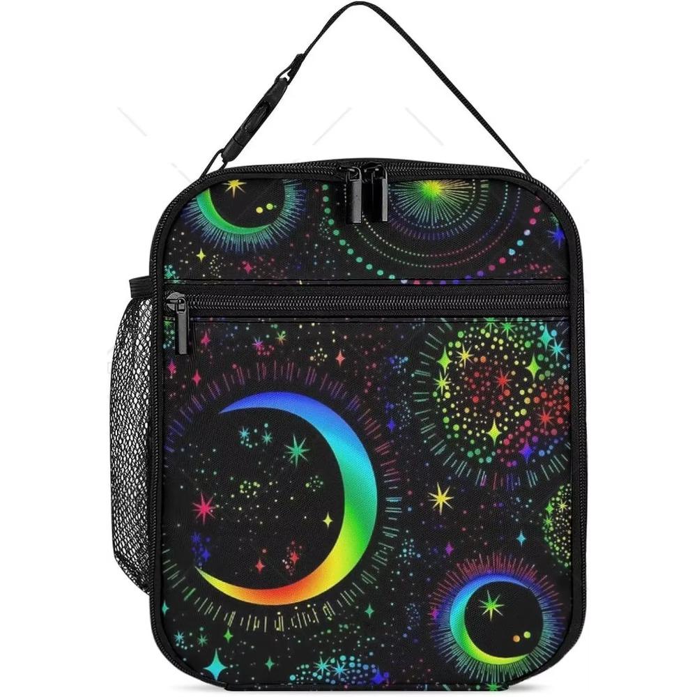 Lila und Blaue Schwebende Neonsterne Tragbare Lunchtasche Isolierte Lunchbox Wiederverwendbare Tragetaschen für Frauen Männer Arbeit Picknick Camping