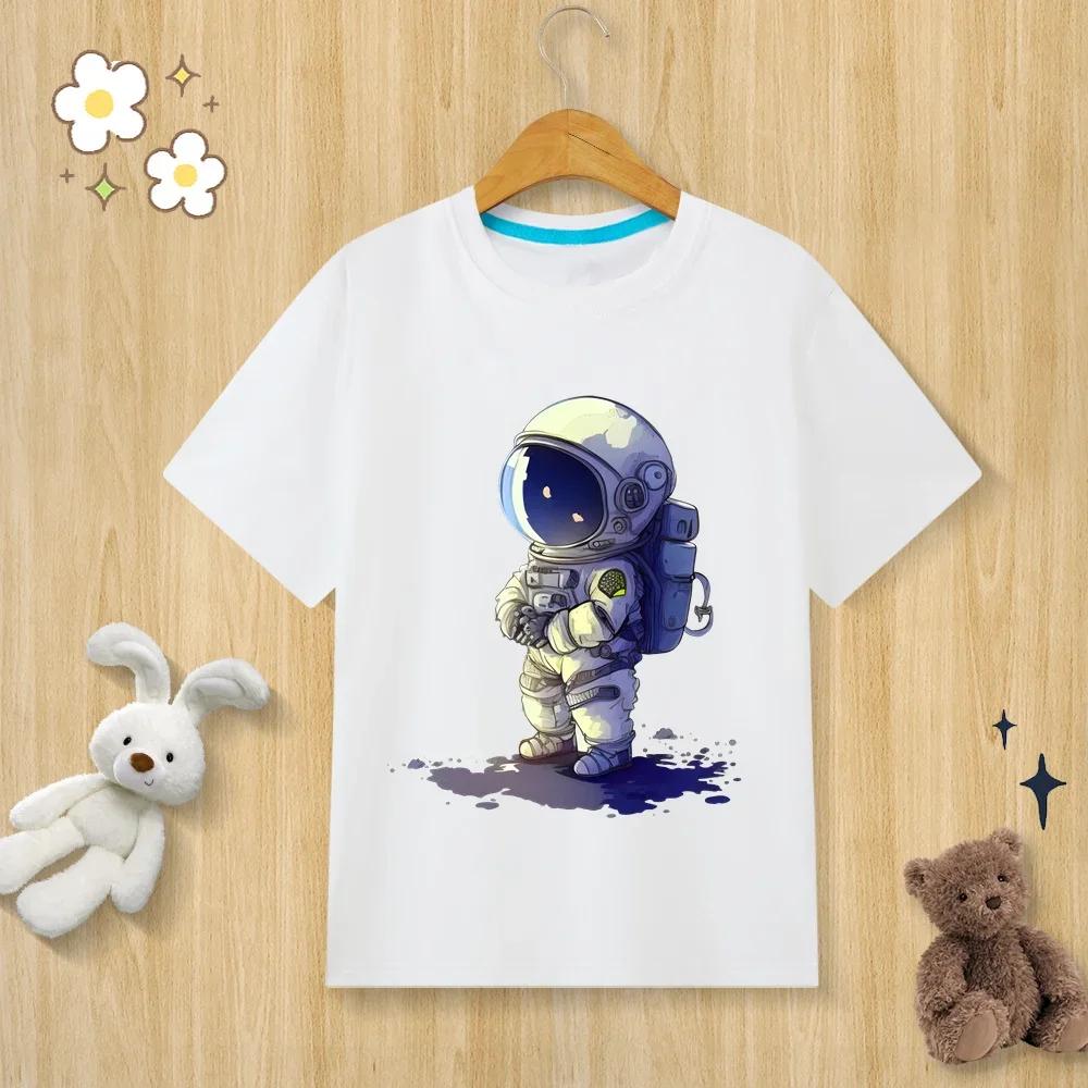 

Children s astronaut printed T-shirt, O-neck short sleeved children s clothing, unisex sizes available 150