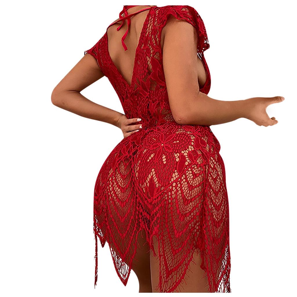 Set din trei piese de lenjerie sexy din dantela pentru femei, fără spate