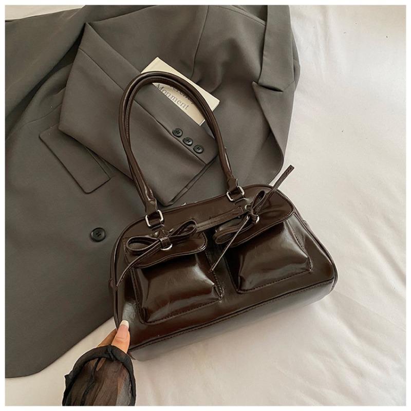 Niche high-end handbag women's new ballet style bow shoulder bag large-capacity commuter armpit bag